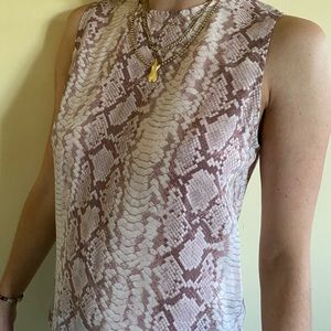 equipment 100% silk pink snake print blouse